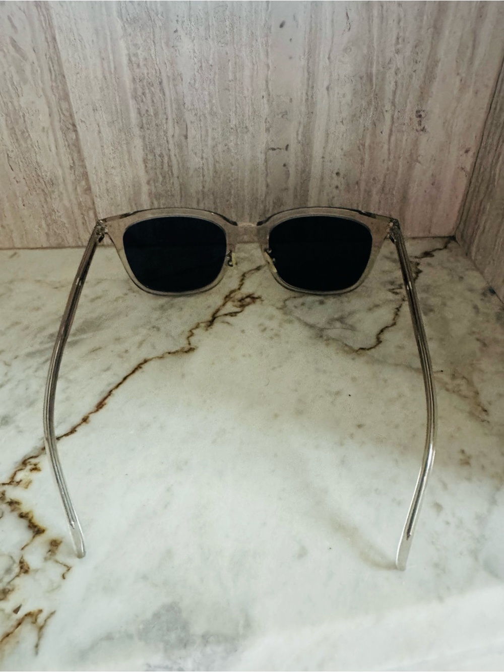 Saint Laurent Clear Frame Sunglasses with Silver Mirrored Lenses - Picture 3 of 14